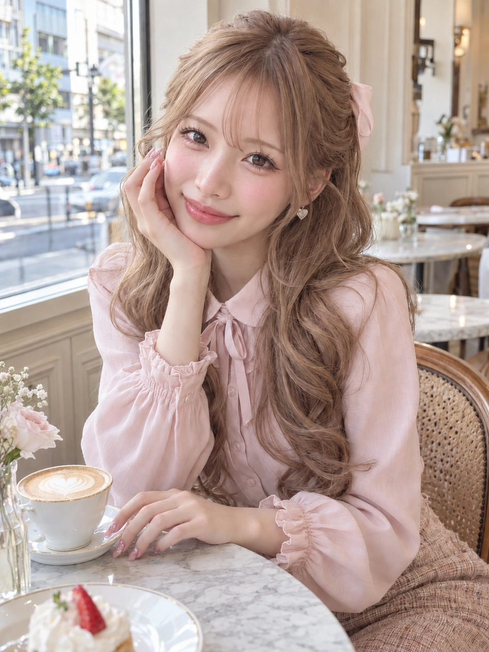 背景ぼけの編集3回目。窓外の輪郭が見やすくなった一方、肌色や背景の細部にも変化がある