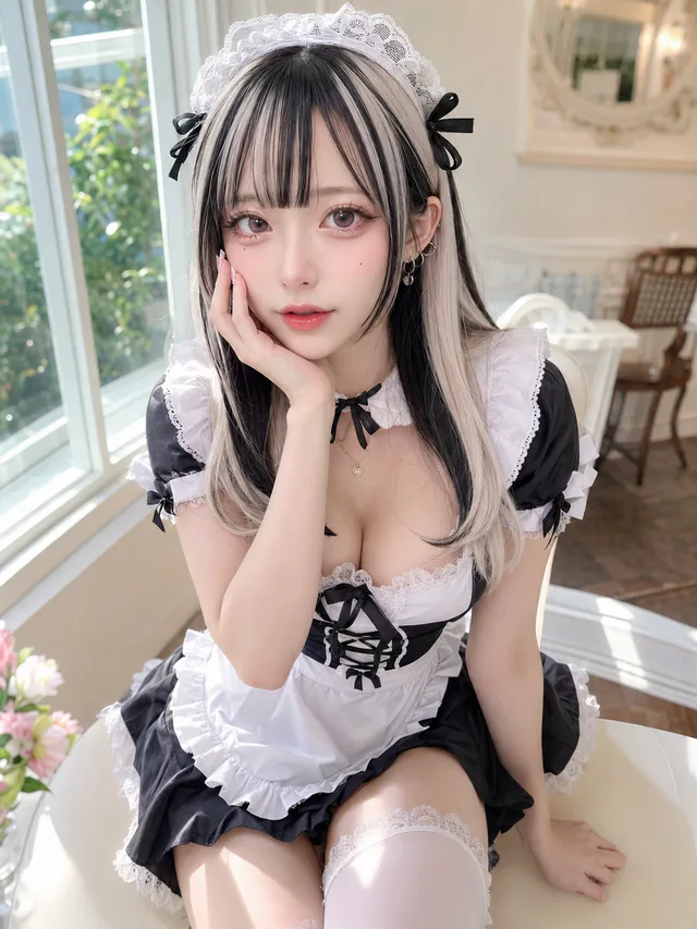 令和ギャルメイド。架空の成人キャラクター「白石 凛花」のポートレート